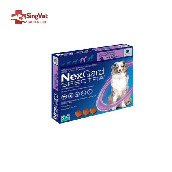 Nexgard Spectra Tablet 15 to 30kg Purple Box of 3 SingVet Animal Clinic