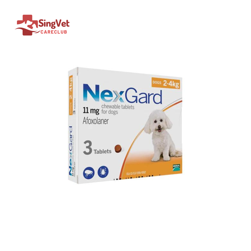 Nexgard Flavour Chew 2 to 4kg Orange Box of 3 SingVet Animal