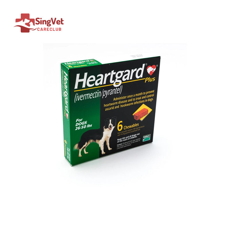 Heartgard Plus Tablet 136mcg (26 to 50lbs) Green - Box of 6