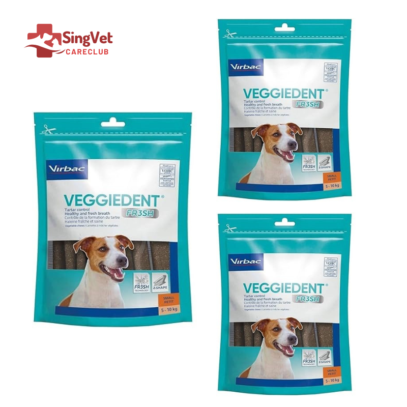 Bundle : Virbac C.E.T Veggiedent Vegetable Chews Z-Shape Small (<10kg) X 3