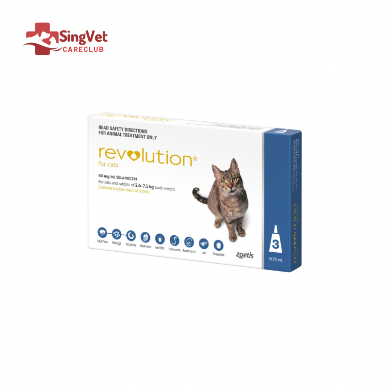 Revolution Cat Spot On 2.6 to 6.8kg Blue Box of 3 SingVet